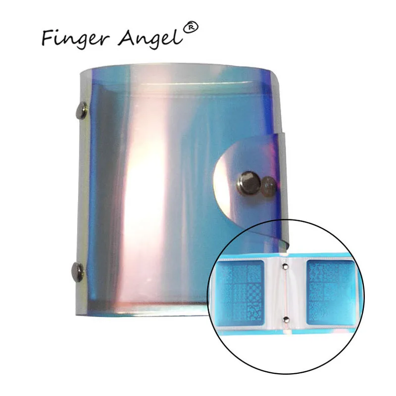 Finger Angel Colorful Transparent Nail Art Stamp Plate Stamping Case Holder Storage Bag Cases Bag PVC Laser Nail Organizer#FJH06