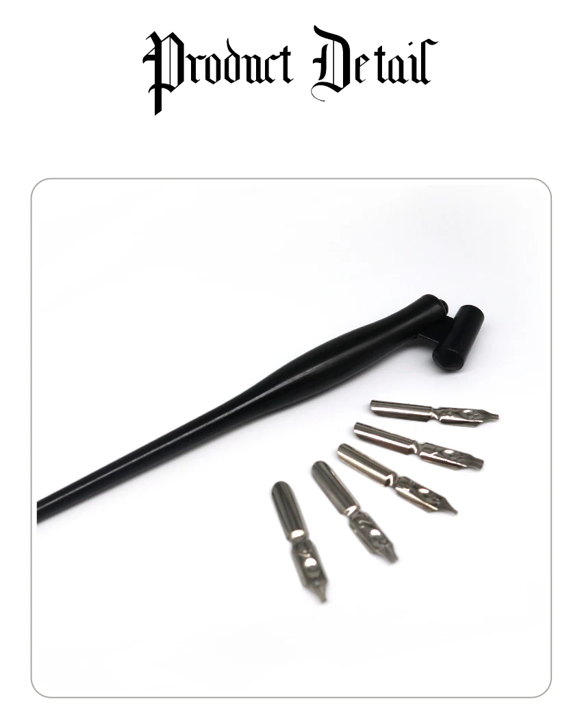 Neue Ankunft Dip Stift Manga Kalligraphie Dip Stift Halter + 6 Schreibfedern für Schriftzug Skizzieren Zeichnung Kit Brunnen Stift Schreibwaren liefert – Detail 4