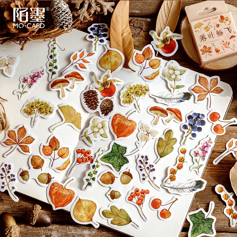 46pcs/pack Autumn Fallen Leaves Diy Diary Sticker Album Label Scrapbooking Sticker Decoration For School Office Stationery