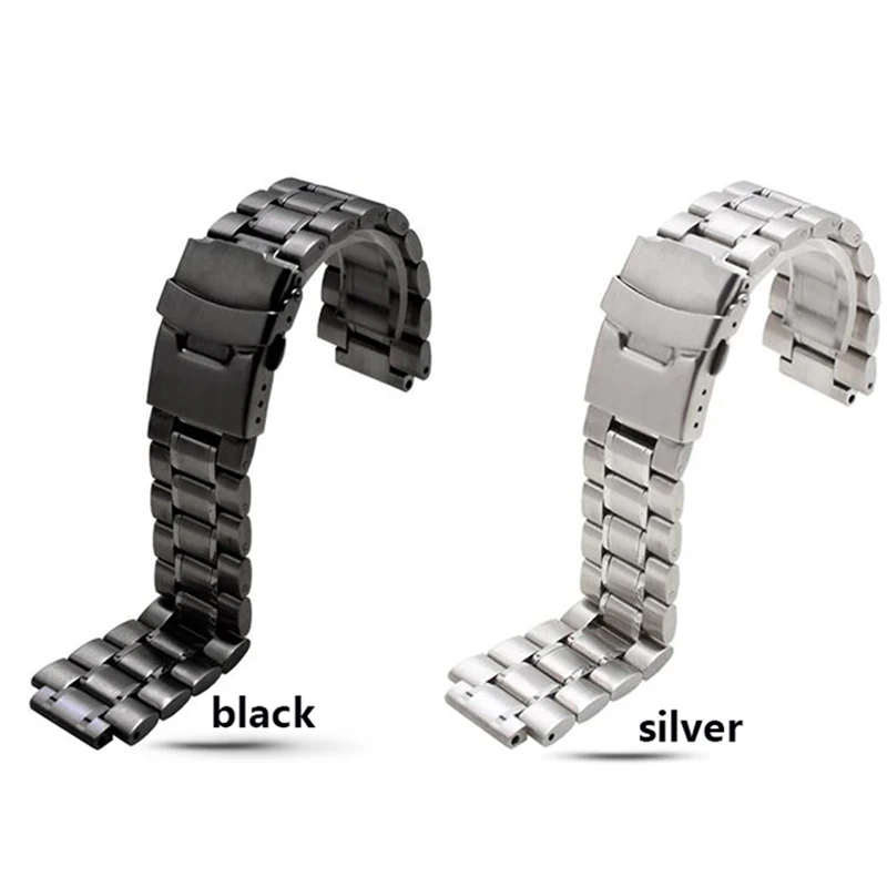 Stainless steel watchband for Casio G-SHOCK GST-B200 GST-B200D Series watches men's strap 24*16mm lug end silver black bracelet