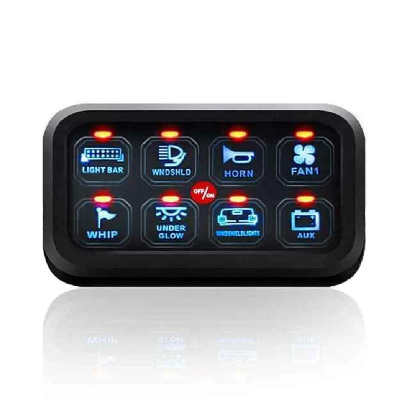 

Free Shipping Blue LED 8 Gang Switch Panel Circuit Control Relay System Box Slim Touch Control Panel for Boat Jeep UTV Caravan