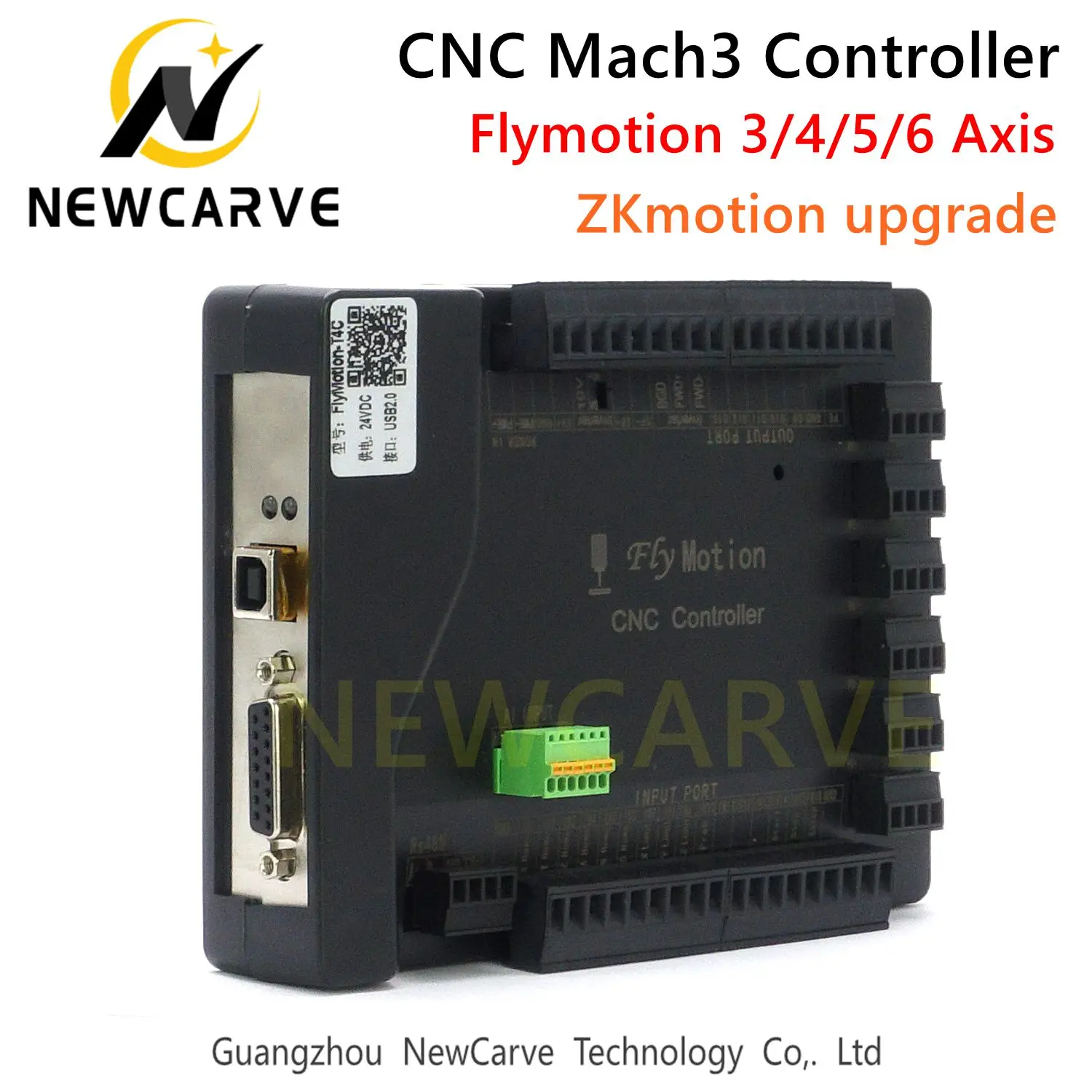 Flymotion Mach3 3 4 5 6 Axis Controller Card USB Motion USB Breakout Board ZKmotion Upgrade+MPG Handwheel For DIY CNC NEWCARVE