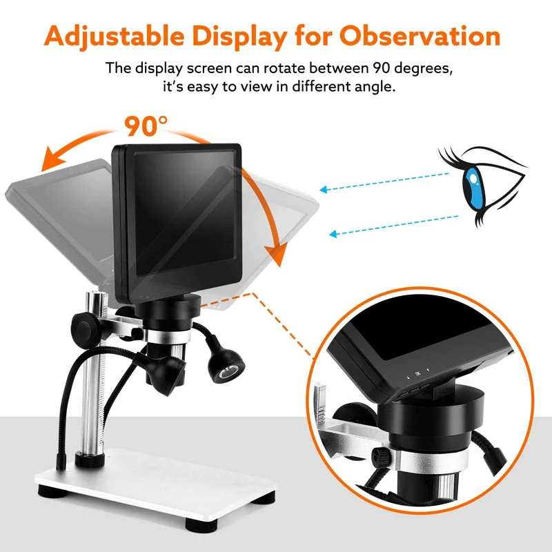 LCD 7 inch Digital Microscope HD USB Microscope with Wired Remote 1200X Magnification Handheld Microscope with Video Recorder