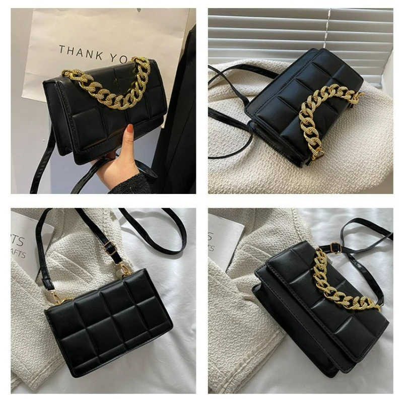 TRAVEASY2024New Crossbody Bag Female Chao Lady Rhombic Chain Pu Bag Fashion Single Shoulder Portable Small Square Bag Women Bag