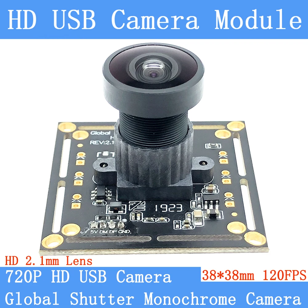 

Plug Play HD 2.1mm Lens 120FPS Monochrome USB Camera Module Global Shutter High Speed UVC OTG Webcam For Android Linux Windows