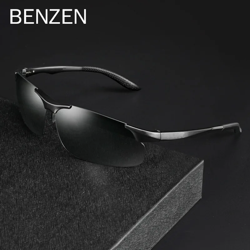 

BENZEN Polarized Sunglasses Men Al Mg Sun Glasses For Male UV 400 Driving Glasses Sports Eyewear Oculos Black 9323B