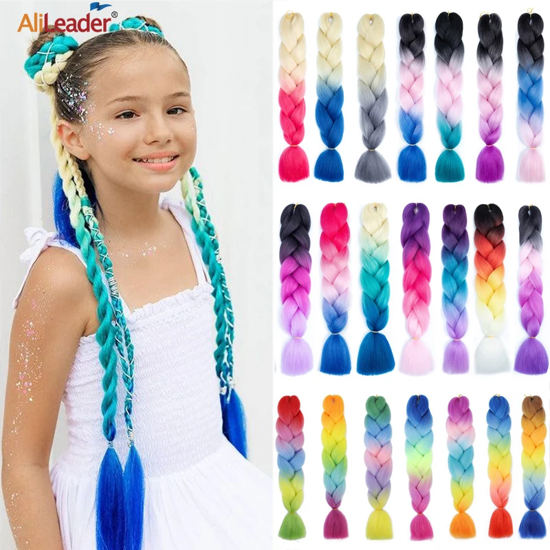 Synthetic 100G Jumbo Braid Hair Ombre Synthetic Hair For Braid Long Straight Braiding Hair Pre Stretched Braids Hair For Women