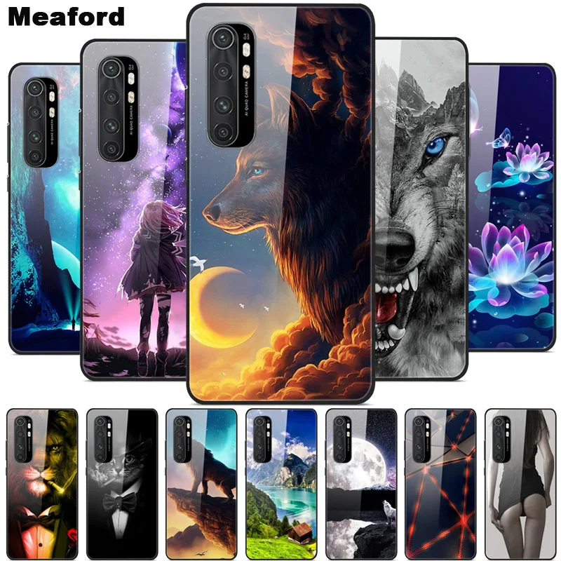 

For Xiaomi Mi Note 10 Lite RU 6 GB 128 GB Case Tempered Glass Hard Back Cover For Xiaomi Mi Note 10 Lite Case Note10 Lite Fundas