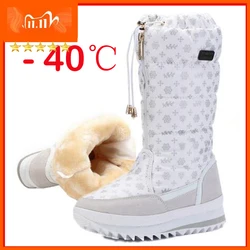 Women boots winter shoes women platform thick plush warm waterproof high snow boots botas mujer size 35-42