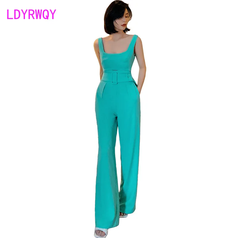 2020 Europa En De Verenigde Staten Mode Zomer Nieuwe Sexy Backless Slim Bib Straight Jumpsuit