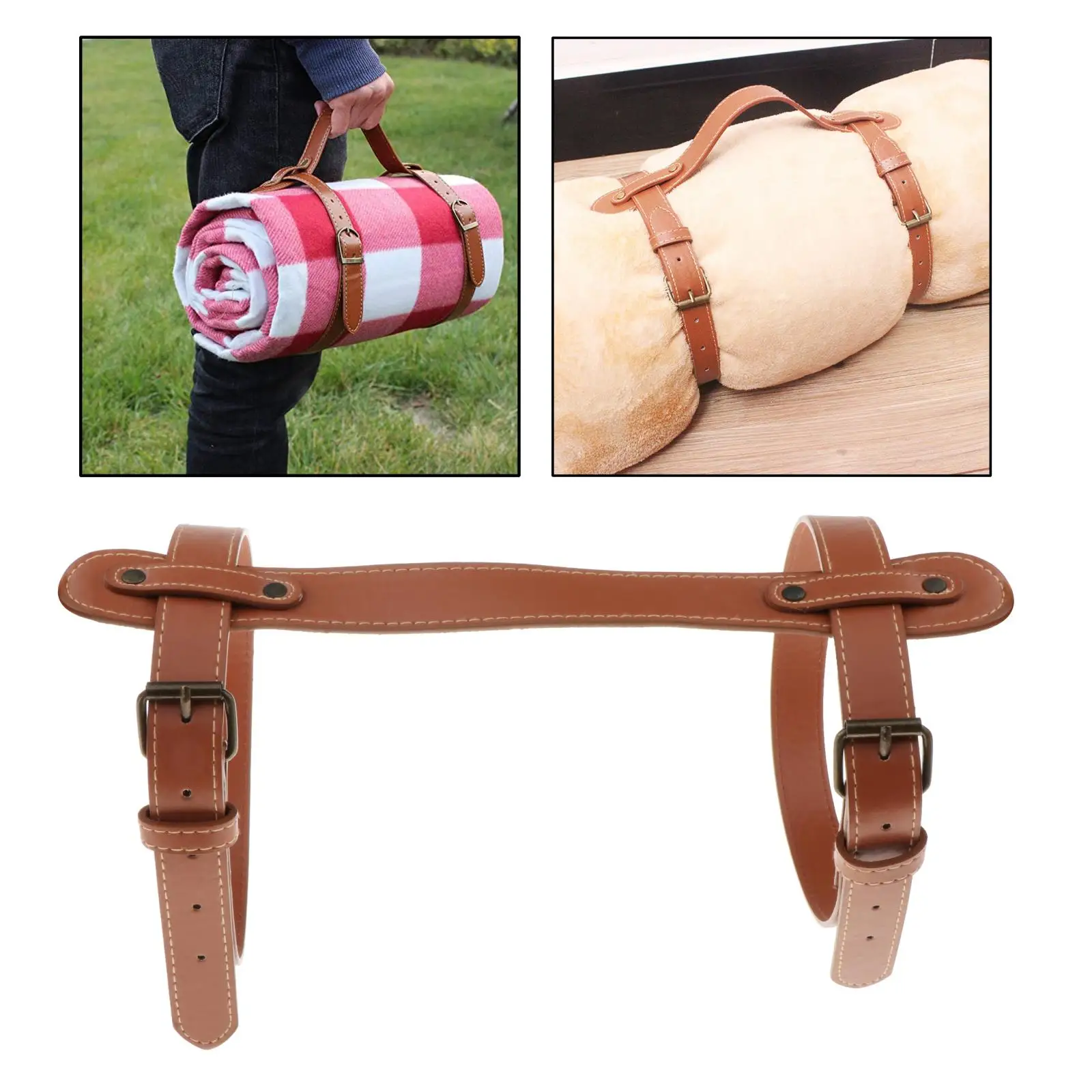 

PU Leather Picnic Blanket Strap Camping, Picnics, Motorcycle Bedroll Straps