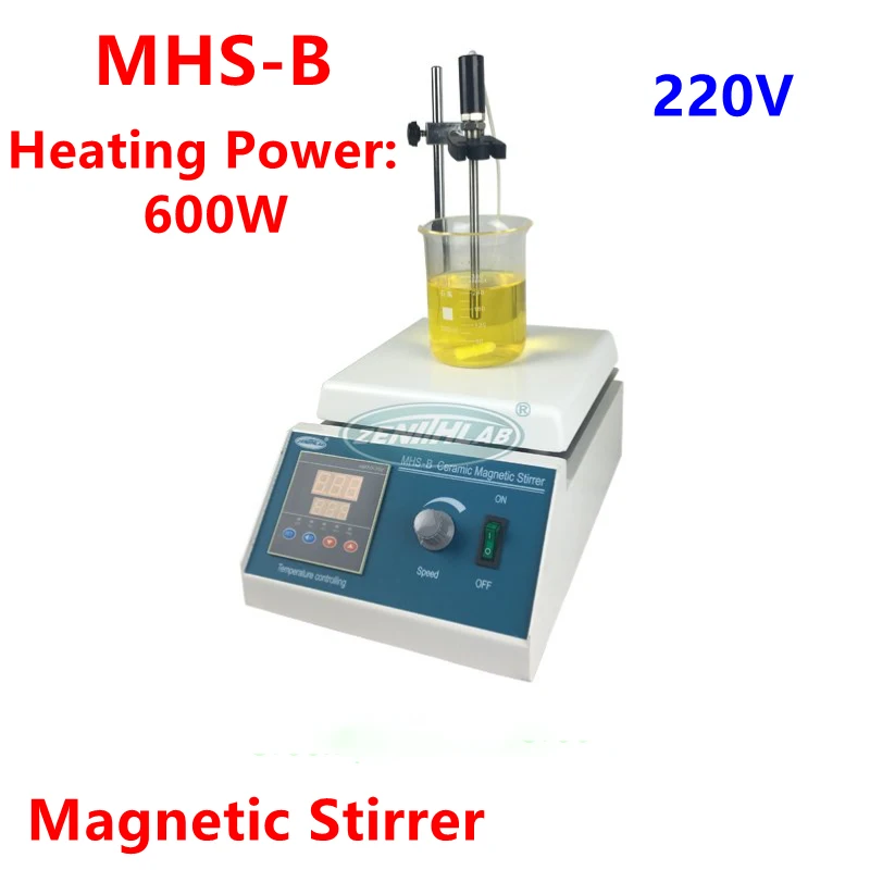 

New Ceramic Heated Magnetic Stirrer With Stir Bar MHS-B Heating Power 600W Touchable Controller Stepless Speed Adjustment 220V