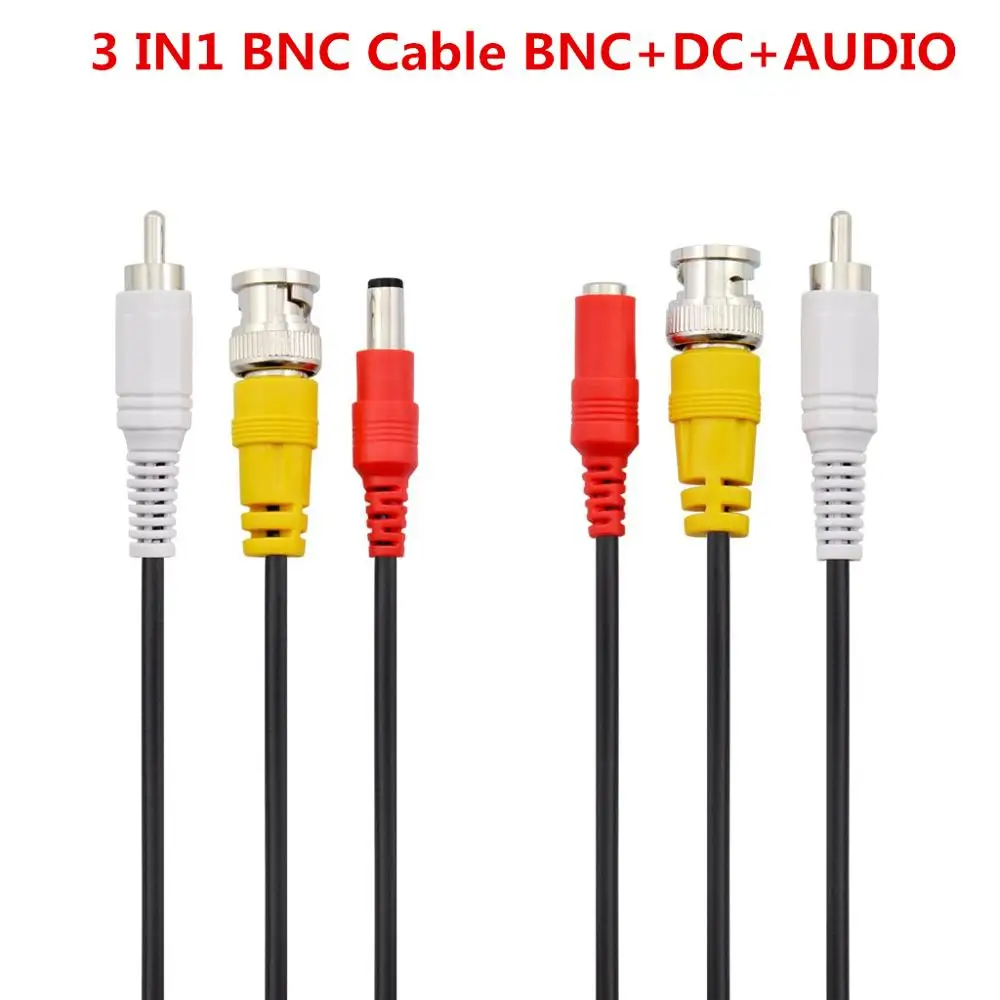 BNC Extension Cable 3 IN 1 Video Audio Power Cable CCTV Coaxial For AHD Camera Surveillance System