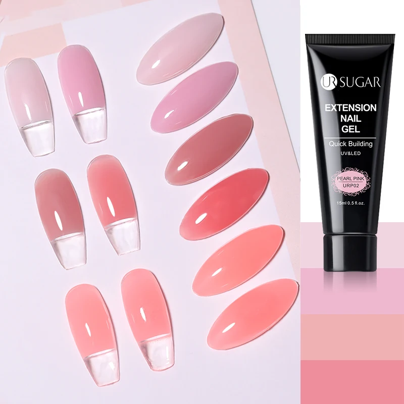 UR SUGAR Kit gel per unghie con estensione gel UV acrilico Colore glitter nudo Smalto gel per costruzione rapida Tutto per manicure Nail Art Desig