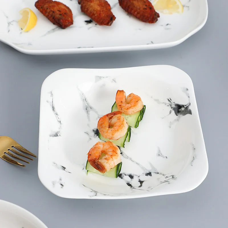 MT Northern Europe Marble Ceramic Tableware Home Breakfast Bowl Dish Set Creative Bowl Fish Plate Kitchen Accessories