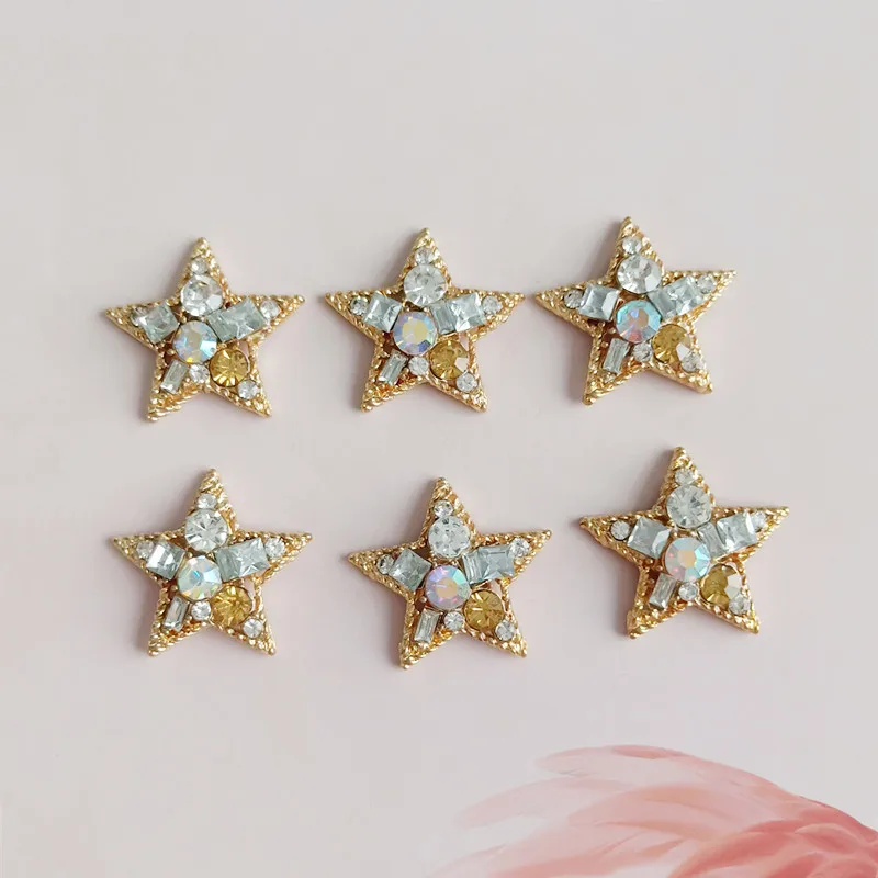 10pcs/lot Color Alloy Star Diamond Decoration Rhinestone Buttons Flatback for Accessories Diy Bridal Hair Accessories Jewelry