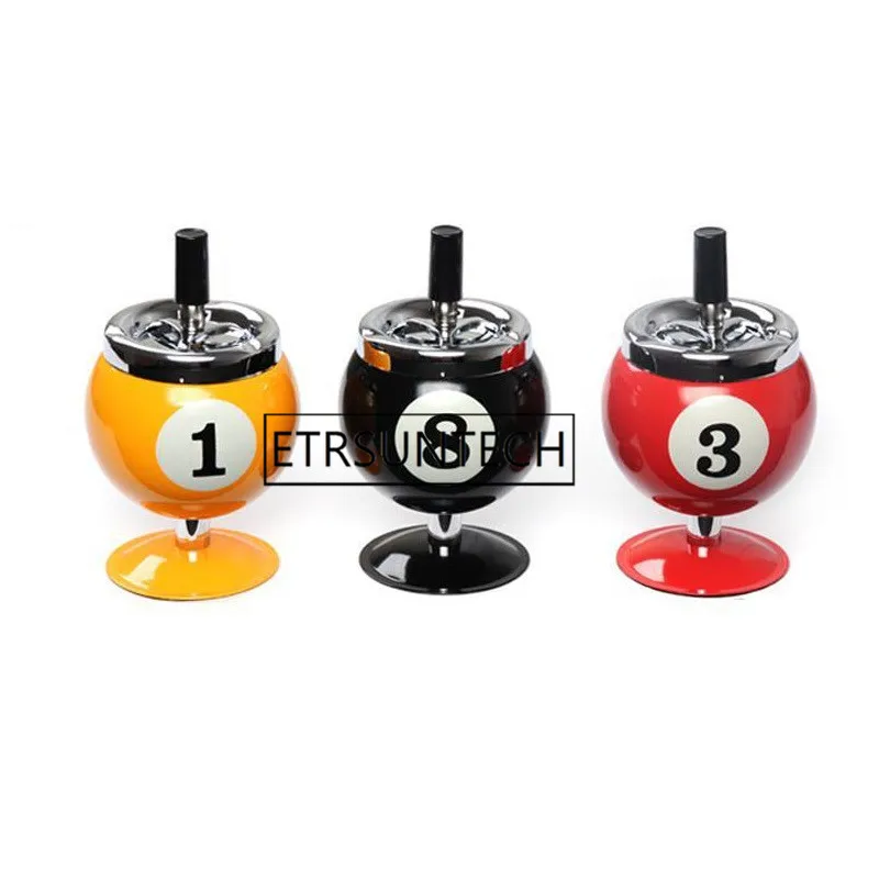 20pcs Creative Push Down Cigarette Ashtray Billiards Ball Ashtray Metal Smoking Ash Tray for Indoor or Outdoor Use