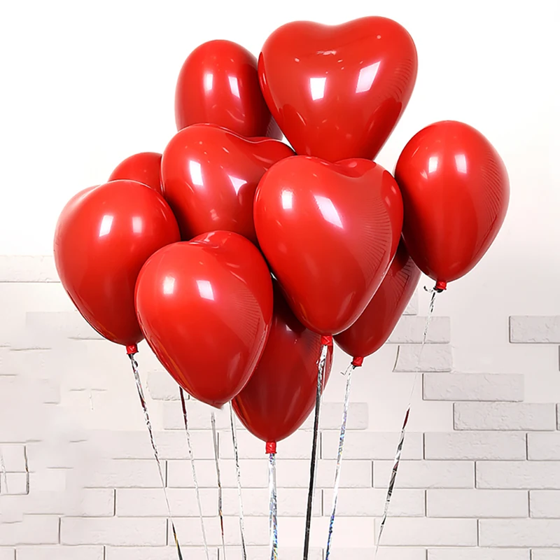 40pcs 10inch Black Ruby Red Heart Latex Balloons Wedding Anniversary Decoration Helium Balloon Baby Shower Birthday Party Decor