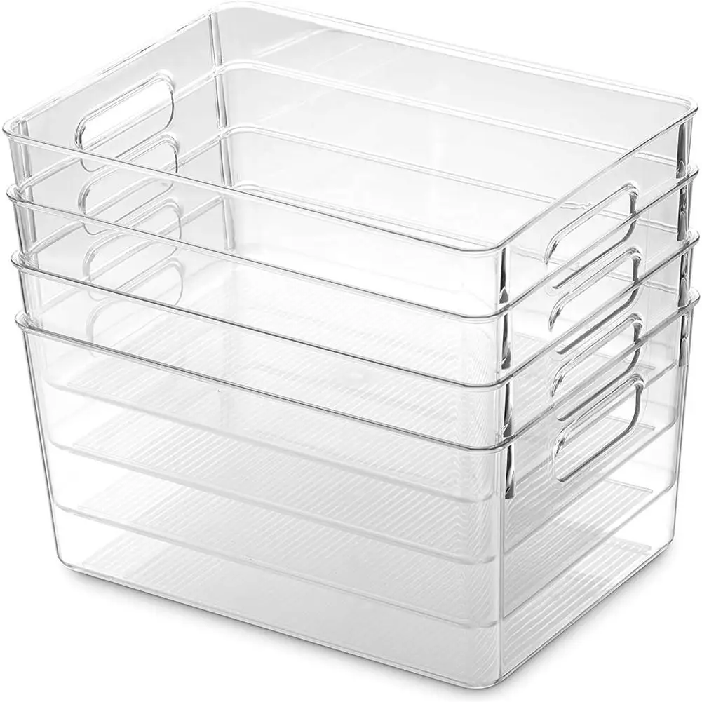 14 Sizes Clear Plastic Pantry Organizer Bins Kitchen Food Storage Basket Box For Cabinets Refrigerator Panier Rangement סלי אחסו