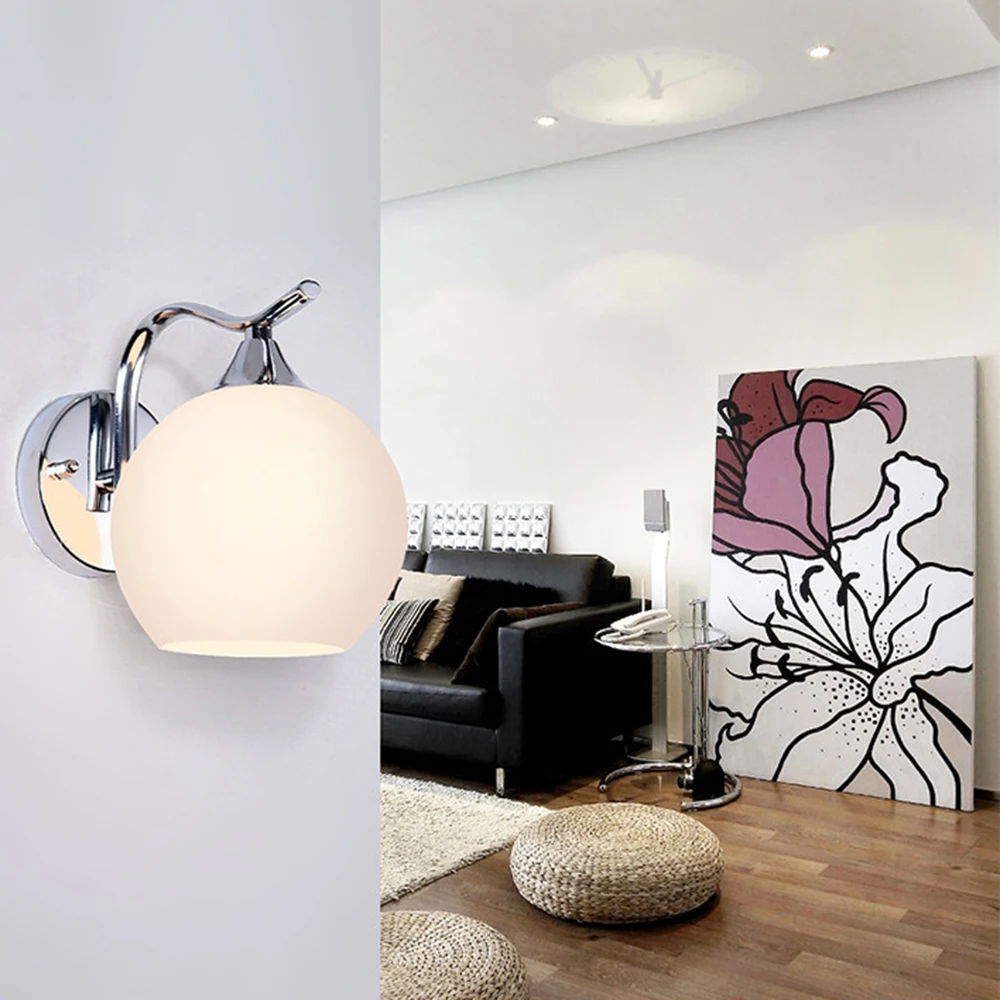 Imagem -04 - Lâmpadas de Parede de Vidro Led Luzes do Quarto Moderno Luxo Bola de Vidro Branco Luz da Parede Interior Simples Fresco Lâmpada do Corredor Lâmpada de Parede