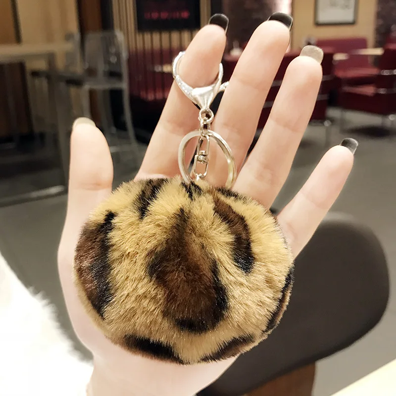 Leopard Love Plush Fur Ball Keychain