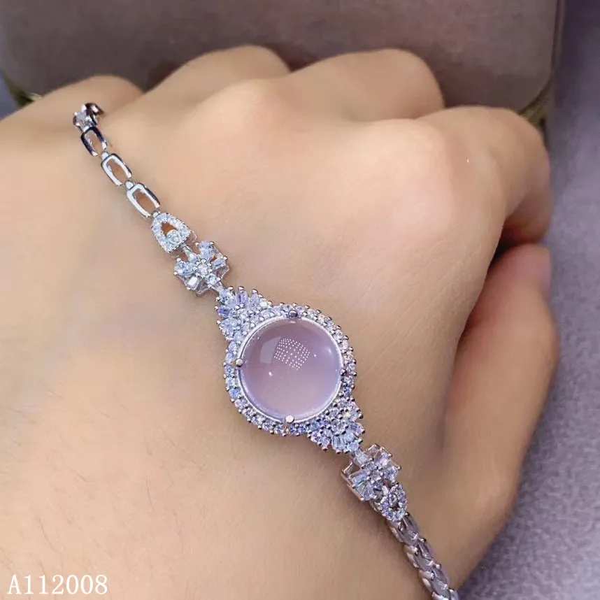 

KJJEAXCMY Fine Jewelry 925 Sterling Silver Inlaid Natural Rose Quartz Bracelet Luxury Female Got Engaged Marry Party GIFT