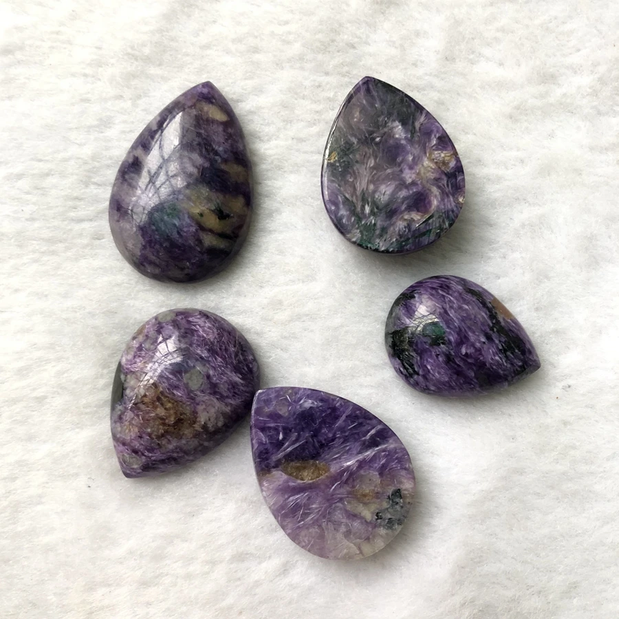 

Wholesale 1pcs/lot 100% Natural Charoite Bead Pendant Pear Shape Gem stone Cabochon Pendant,Ring Face,25mm-45mm