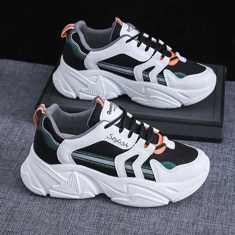 

Stylish Women Casual Shoes Lovers Leather Dad Platform Chunky Sneakers Harajuku Flat Thick Sole Tennis Wedge White Basket Walkin