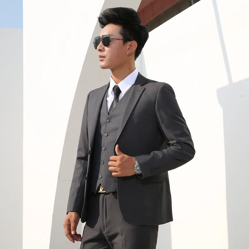 Shenrun Men Suits Slim Business Formal Casual Classic Suit Wedding Groom Party Prom Single Breasted Color Black Gray Navy Blue