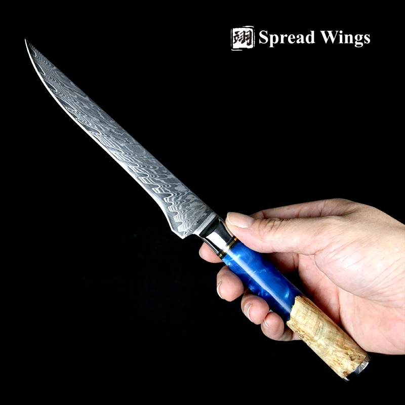 SW Japanese Damascus Stainless Steel  Kitchen Knife  6 Inch Boning Fish Handmade Cut Bones 67 Layers Chef Santoku Utility Paring