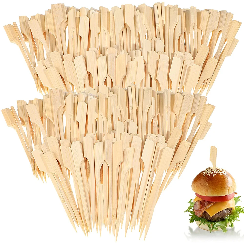 

400 Pcs Bamboo Skewers Wooden Cocktail Toothpicks Bamboo Paddle Picks Food Appetizer Skewers Bamboo Wood Skewers Toothpicks