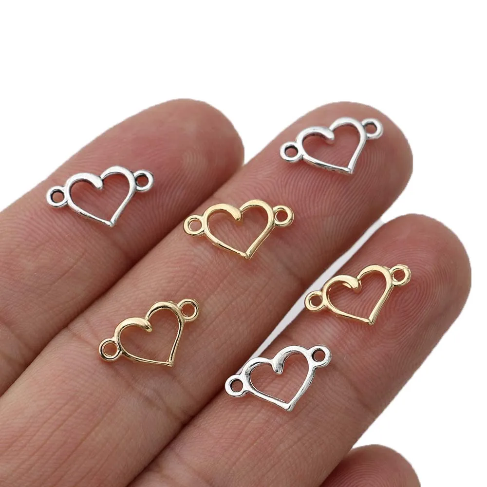 40Pcs Silver Plated Heart Charm Connectors for Jewelry Making Bracelet DIY Craft Accessories15x8mm - AliExpress 36