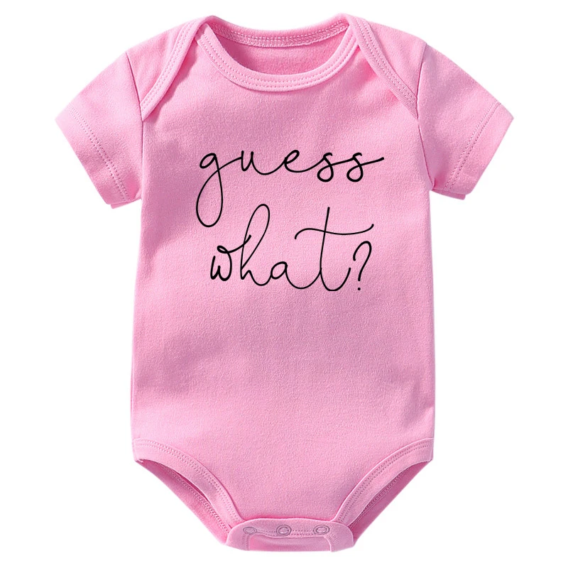 Pregnancy Announcement Guess What Funny Baby Bodysuits Cotton Short Sleeve Body Boys Girls Rompers Pregnancy Reveal Ropa Clothes