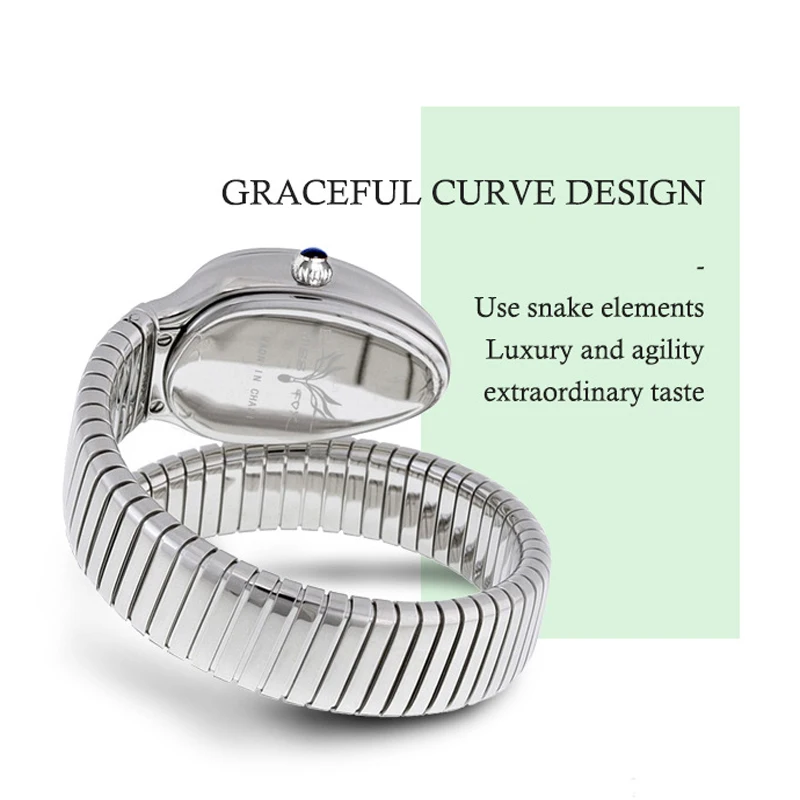 Reloj de pulsera de marca Miss Fox para Mujer, relojes de pulsera de cuarzo con forma de serpiente dorada resistente al agua a la moda de lujo,
