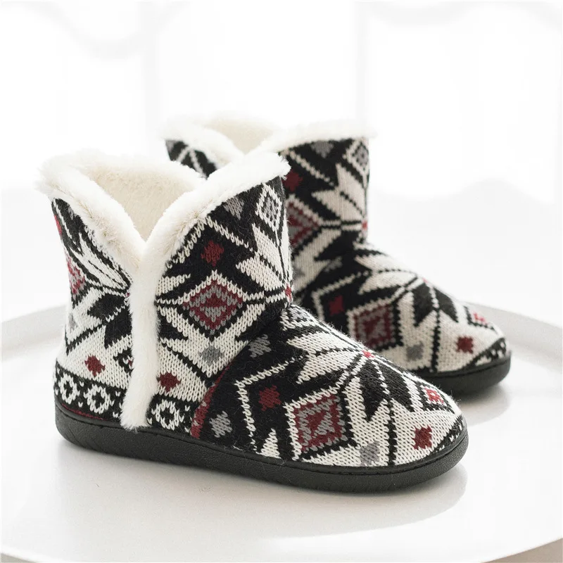 Cotton Home Shoes Floor Slippers Non-slip Men Women Soft Shoes Winter Women Slippers Couples Lovers Wool Warm Plush Indoor Snow