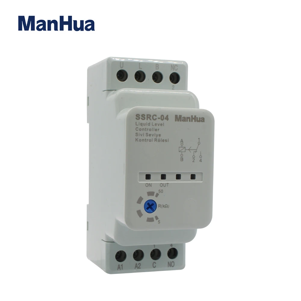 ManHua 220/230VAC 50/60Hz DIN rail SSRC-04 liquid level controller adjustable 5-50kΩ