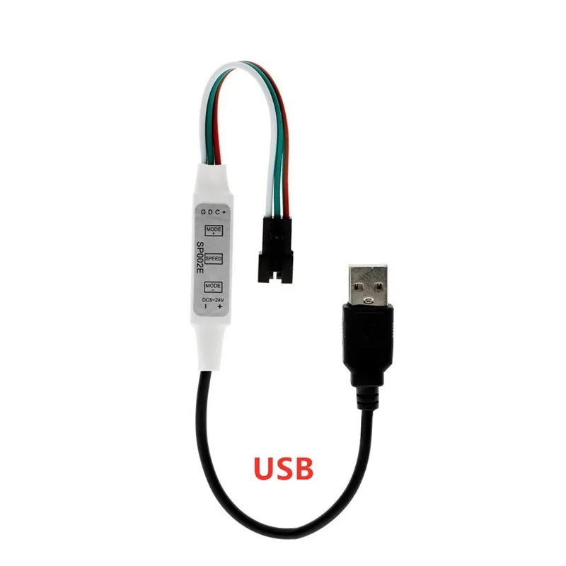 Kontroler WS2812B WS2811 USB Mini 3 klawisze 4 klawisze do taśmy LED pikseli SP002E WS2812 listwa oświetleniowa LED Power Bank TV DC5V-24V