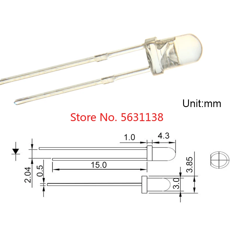 

1000pcs F3 3mm Pink LED Emitting Diode 3.0-3.2V 455-460NM 1000-1500MCD DIP-2 short legs (Water clear) Light beads lamp chip ledS