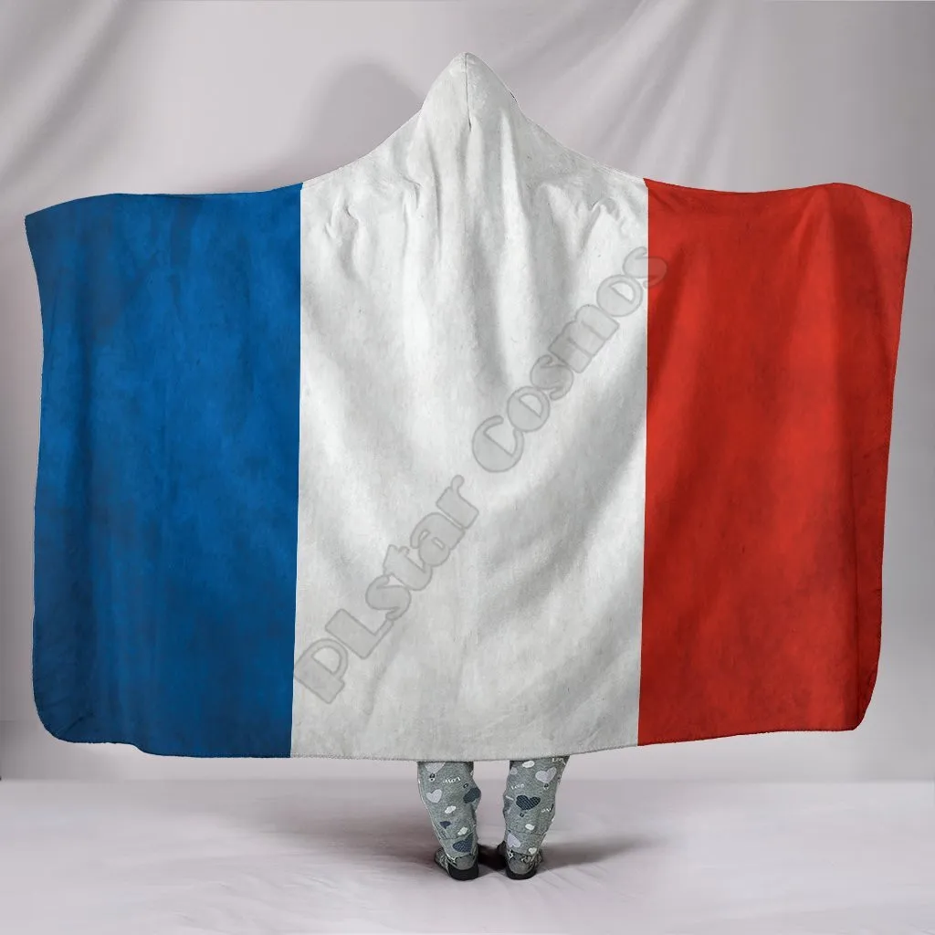 France Flag 3D Printed Wearable Blanket Adults For Kids Various Types Hooded Blanket Fleece blanket 02