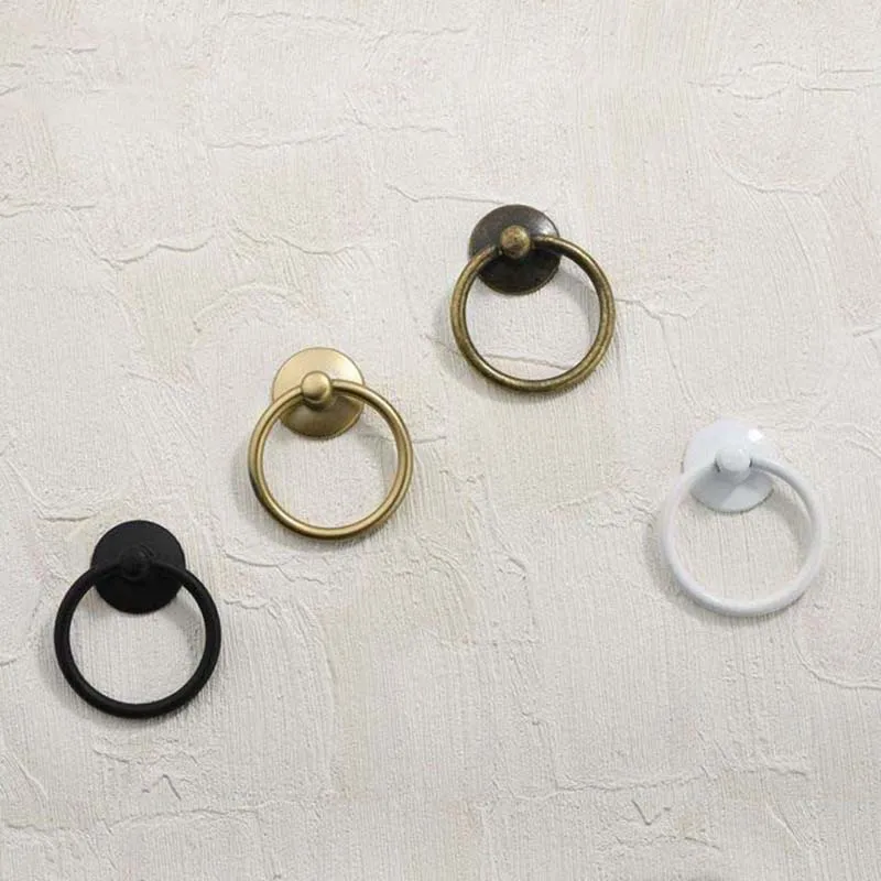 1x Antique ring Drawer Knob Single Hole Kitchen Closet Dresser Handles Pulls Cupboard Wardrobe Door Knob Drawer Pull