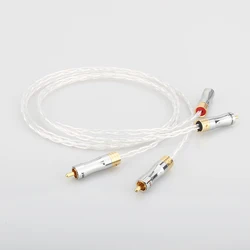 Cable de audio Hifi 8N OCC Chapado en plata de cobre RCA a RCA, enchufe a RCA macho