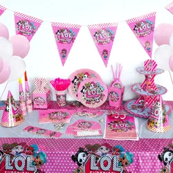 Girls Toys Theme Birthday Party Decoration Paper Tableware Surprise Girls Happy Birthday Flag Backdrop Balloons Decoration Gifts