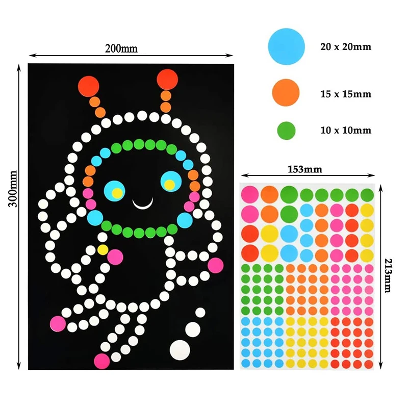 Children DIY Dot Puzzle Stickers Colorful Dots Cute Cartoon Learning Early Education Toys Mosaic Sticker for Kids Children Gifts