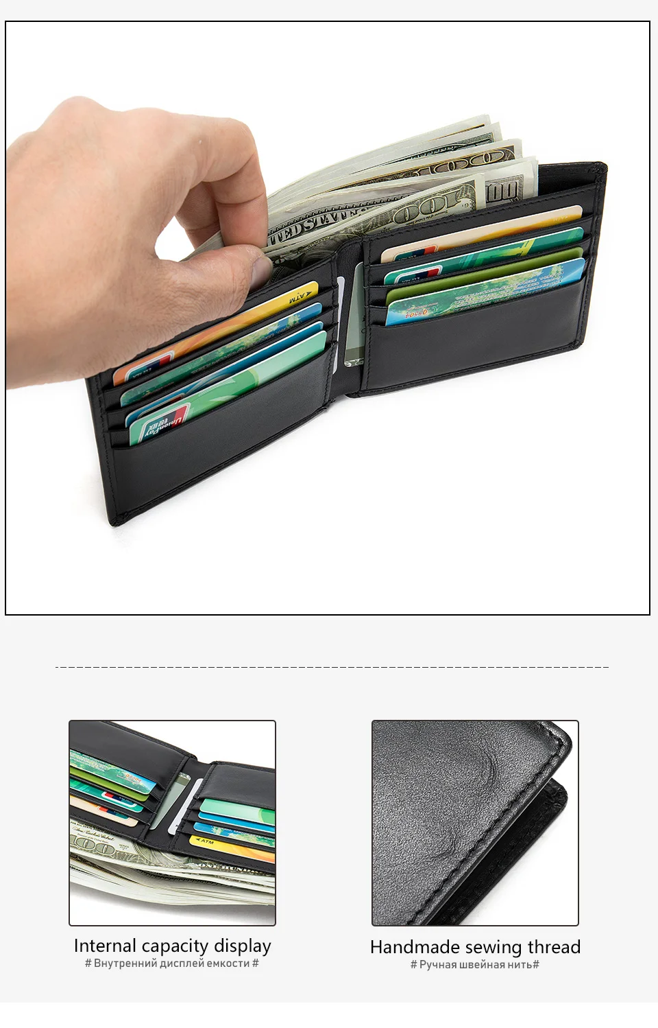 WESTAL men\'s genuine leather purse fashion desinger slim wallet RFID money bag for men card holder engrave name gifts bags 9061