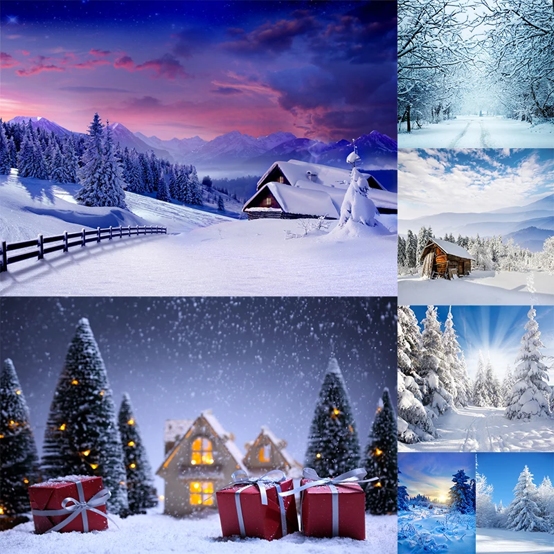 Minimoto Non-woven Photography Background Customized Photography Props Christmas Winter Snow Backdrop for Photo Studio Gift