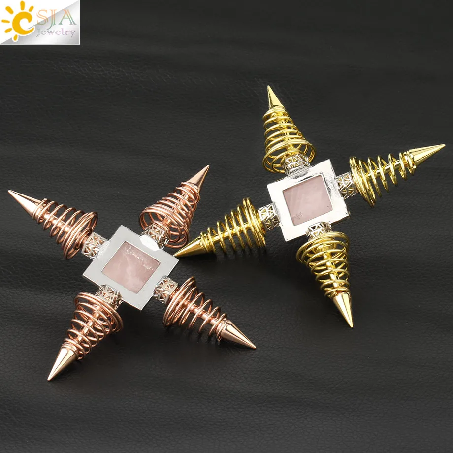 Crystal Natural Stones Pyramid Decoration 4 Points spiral Pendulum Energy Generator Healing Spiritual Meditation Product  G316