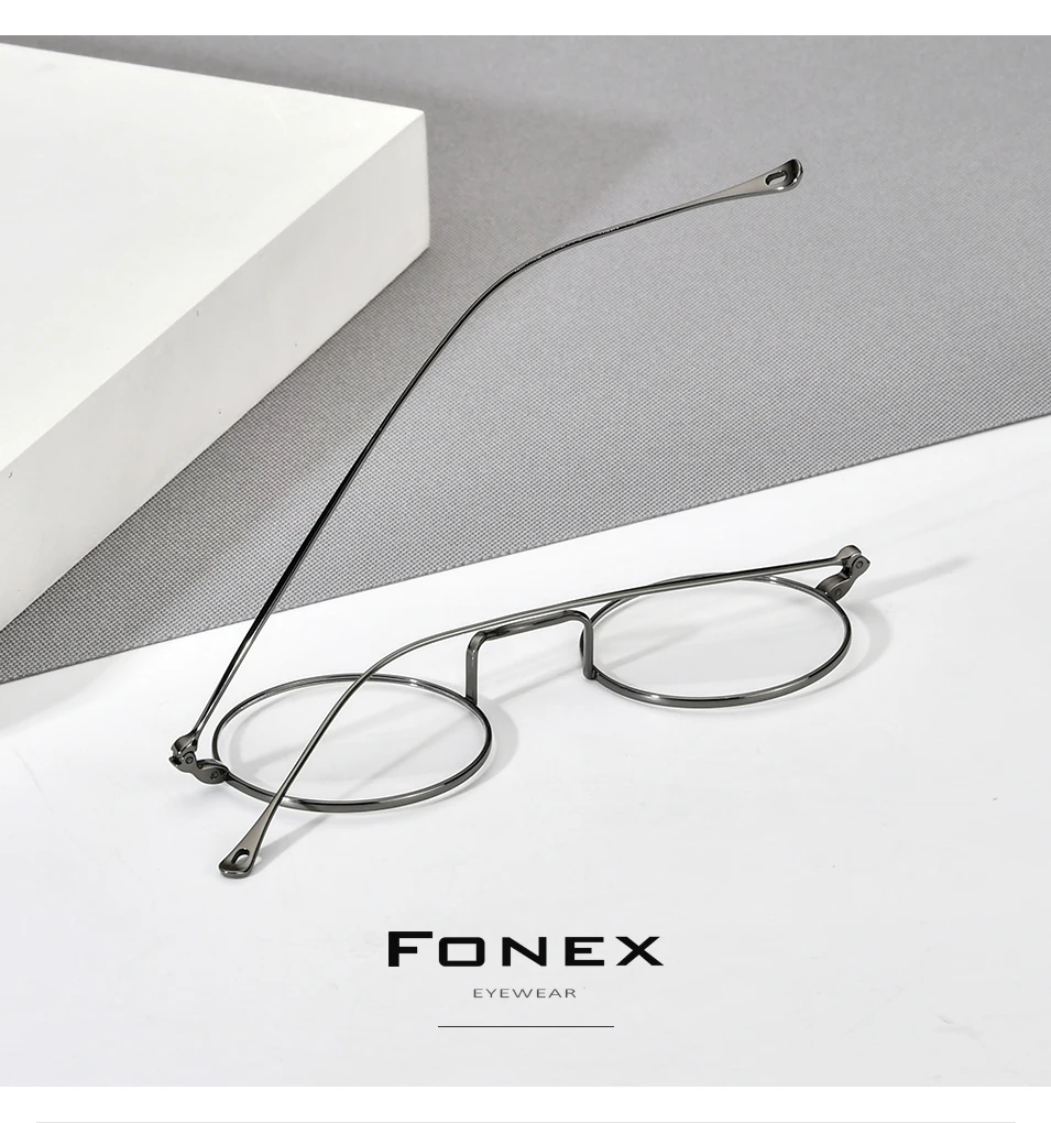 FONEX Titan Brille Rahmen Männer Marke Design Vintage Runde Brillen Frauen Retro Ultraleicht Japanische Hohe Qualität Brillen 85666 – Detail 3