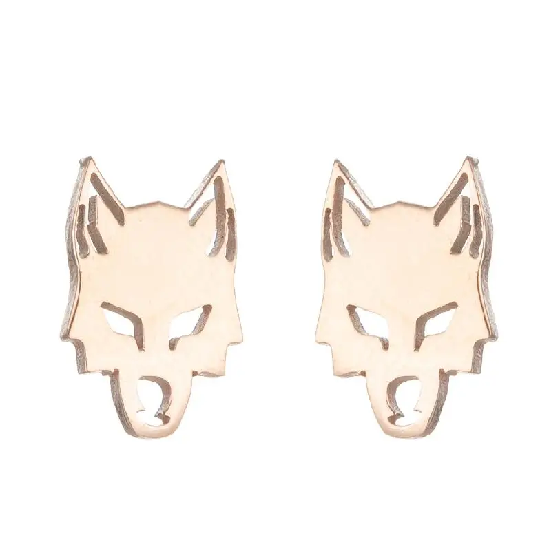 Stainless Steel Vicious Wolf Head Earrings For Women Man Mini Animal Pendientes Tiny Ear Maxi Accessory Orecchini Aros Wholesale