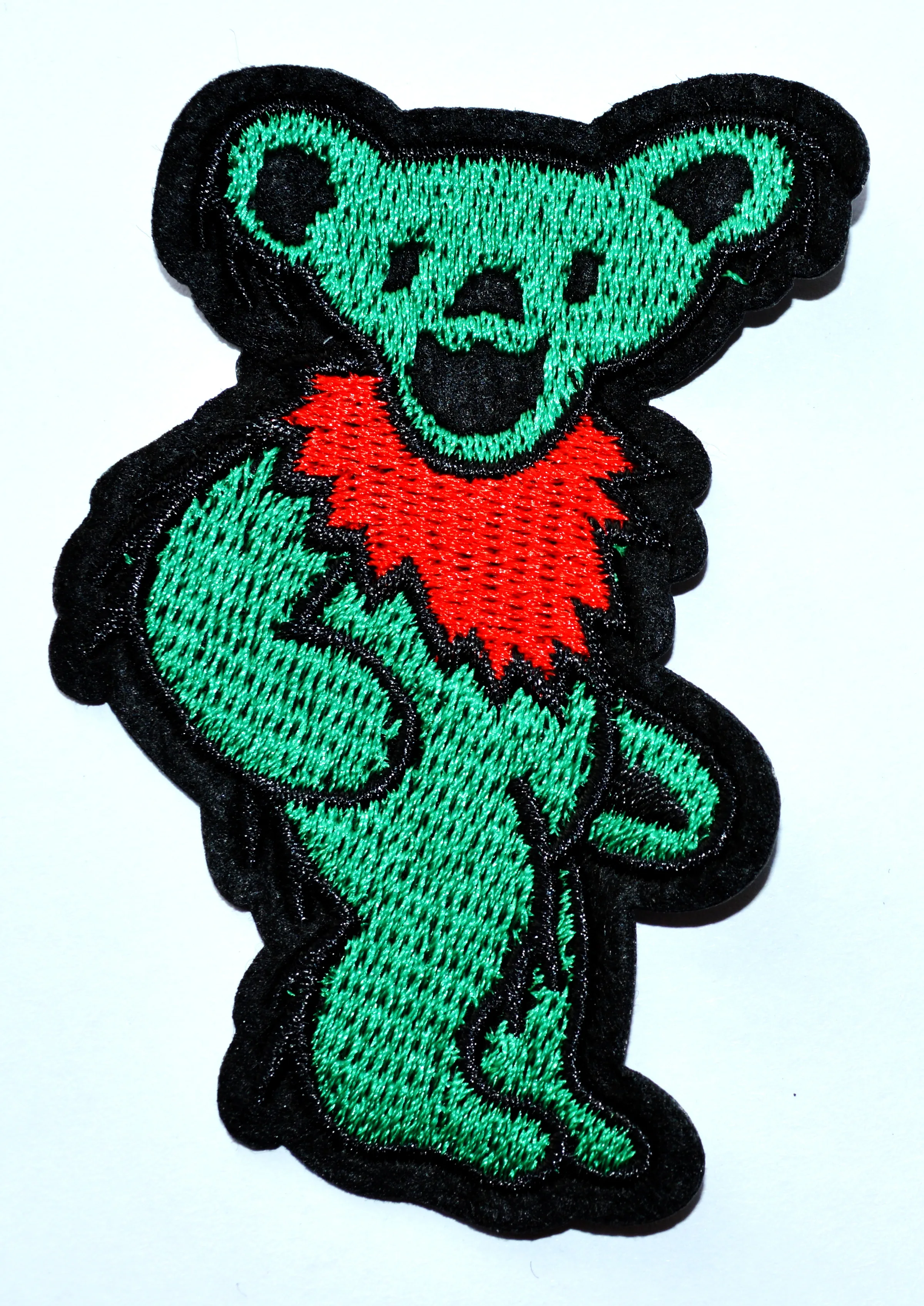 

100x Green GRATEFUL DEAD DANCING BEAR Cute Exquisite - Embroidered Iron On Patch (≈ 5.5 * 8.3 cm)