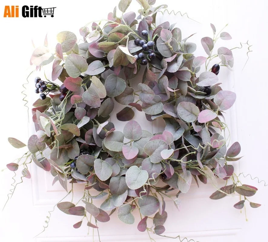 50cm Eucalyptus Garland Plant Door Decor Christmas Decoration Portable Ornaments for Wedding Hanging Festive Party Supplies